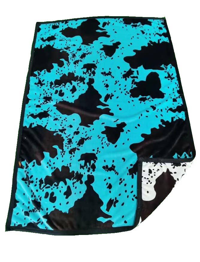 Kids 2 Ply Turqoise Cowhide Print