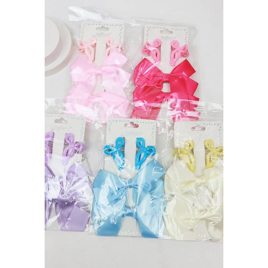 Matching Mini Bow Hair Claw and Long Tail Bow Clip Set
