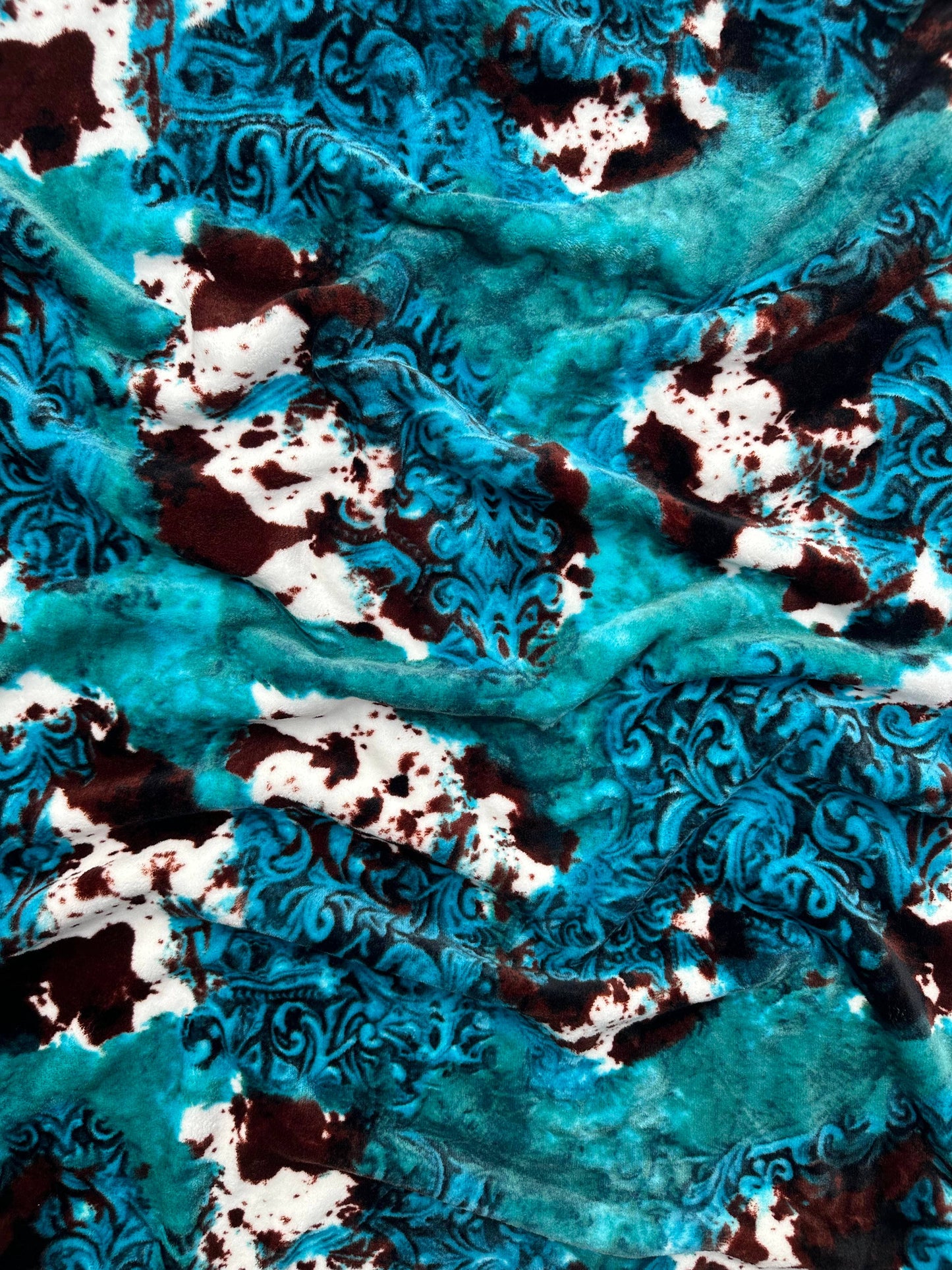 Twin Teal Cow Flannel Blanket