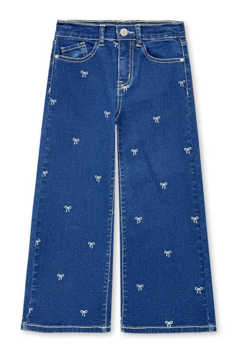 Toddler's Wide Leg Denim Jean w/Bow Print