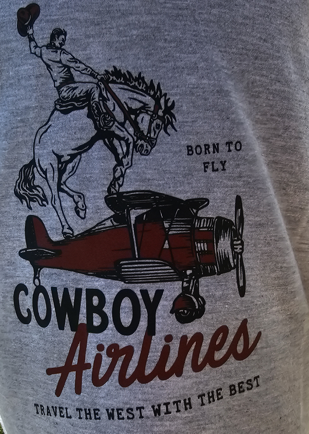 Cowboy Airlines Raglan sleeve top