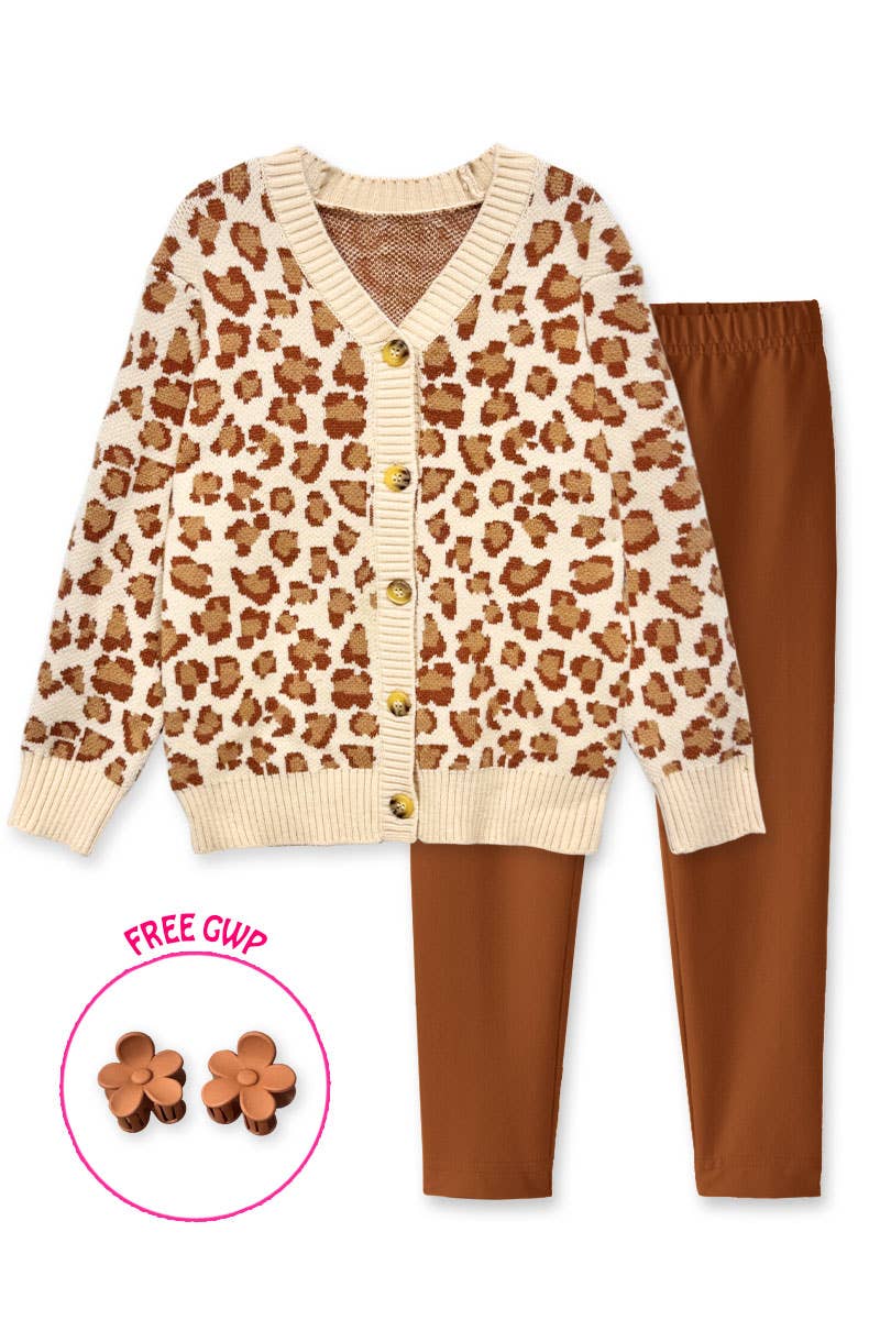 Leopard Cardigan Outfit/Big Girls