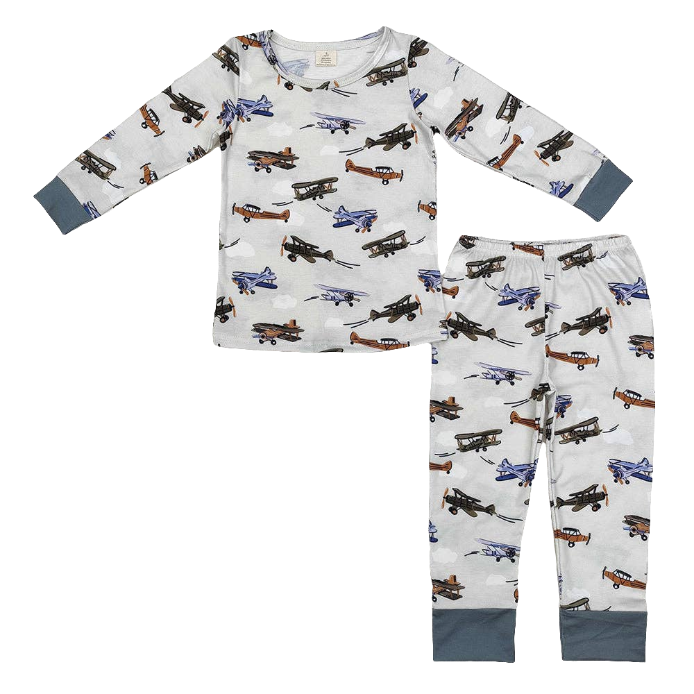 Boys or Girls Plane Bamboo Pajamas Sets