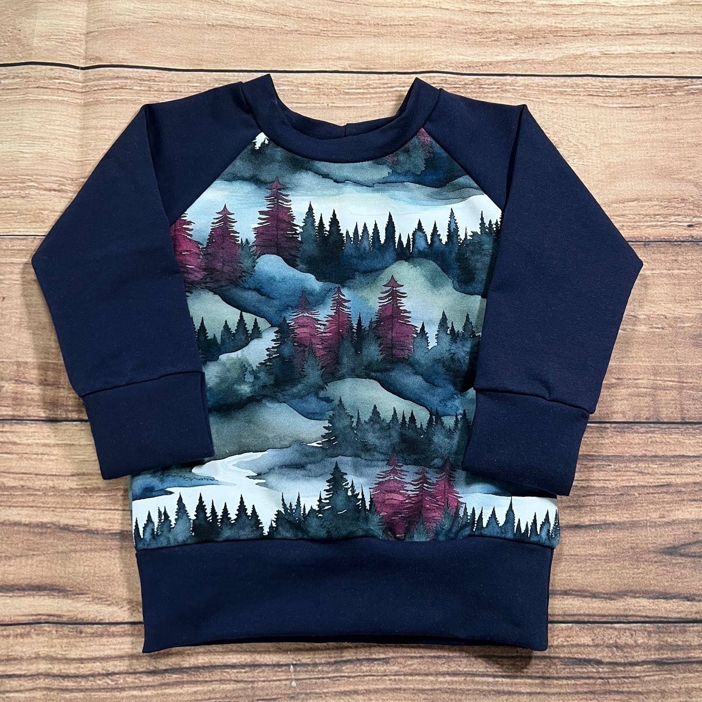 Burgundy Turquoise Forest Grow With Me Sweater