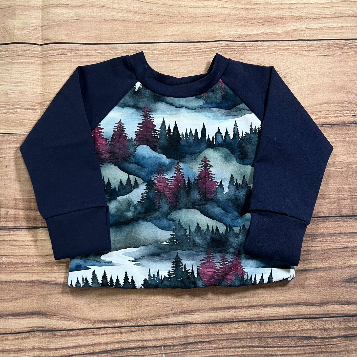 Burgundy Turquoise Forest Grow With Me Sweater