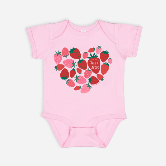 Tis So Sweet To Trust In Jesus Strawberry Onesie