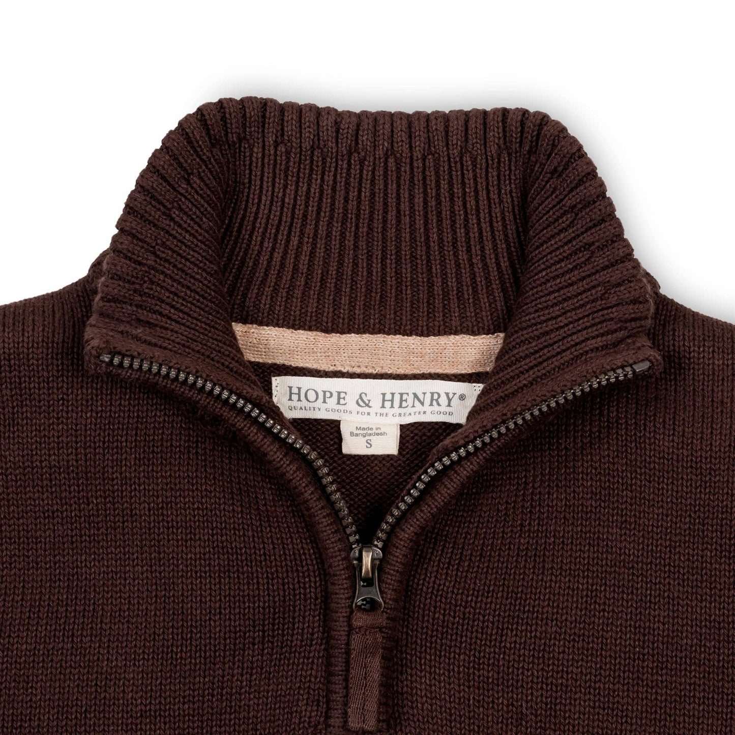 Organic Half Zip Sweater with Elbow Patches