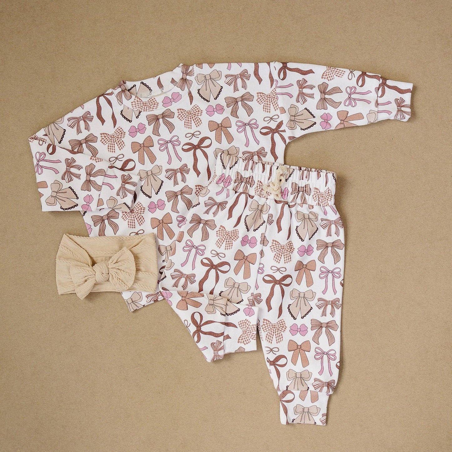 Pretty Bows/Mocha Jogger Set
