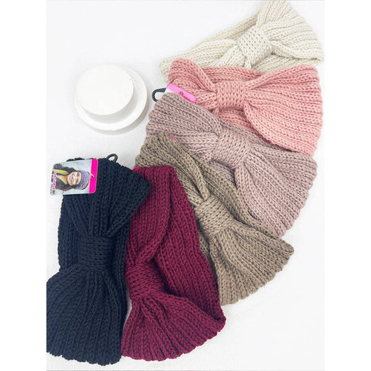 Cozy Knit Bow Ear Warmer Headband