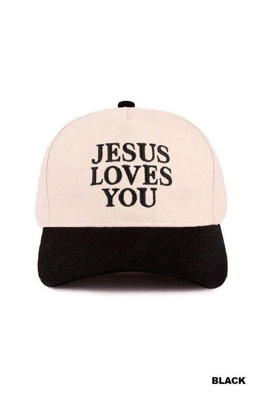 Jesus Loves You Two Tone Cotton Hat