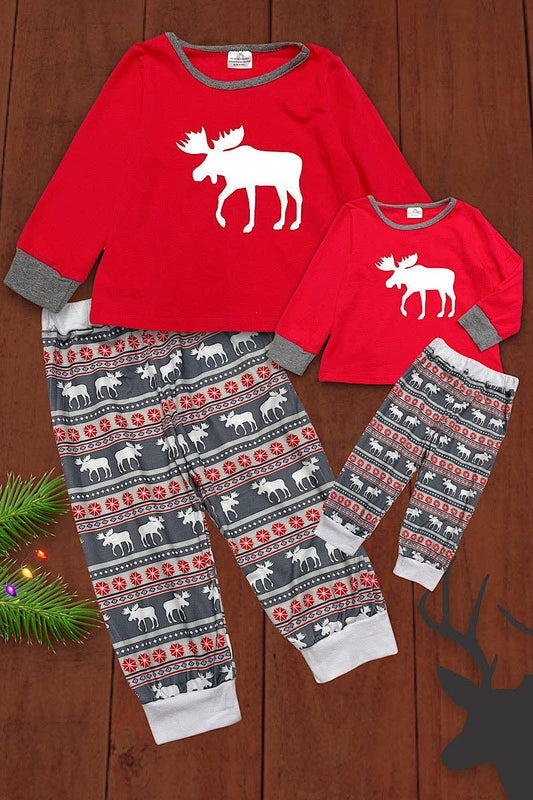 ❄️UNISEX MOOSE PRINTED PAJAMAS SET. PJM-214-613739L