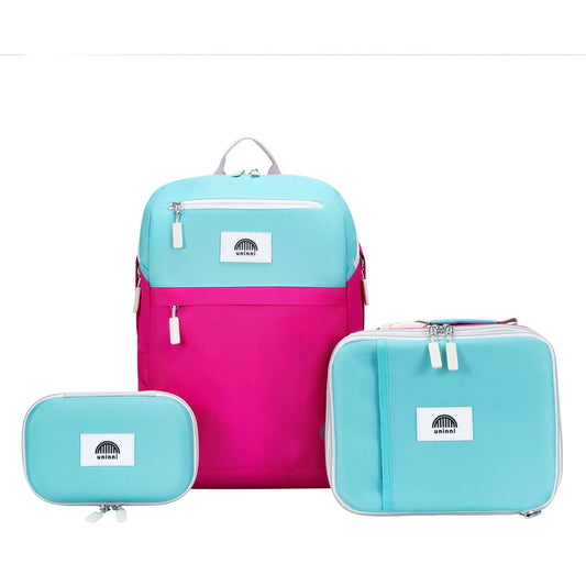 Pink Color Block Backpack 3pc Set