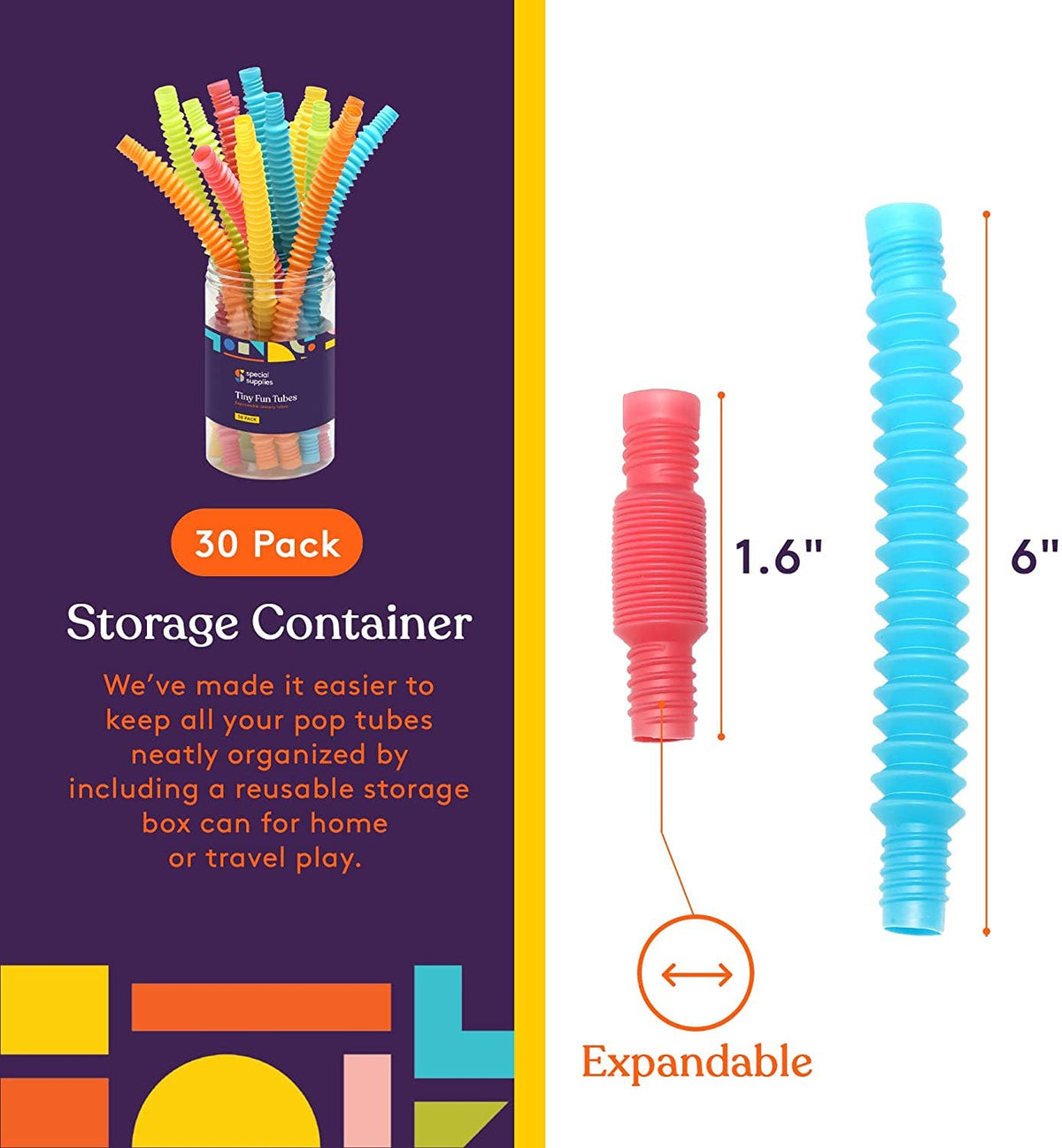 Tiny Sensory Pop Tubes – 30 Pack