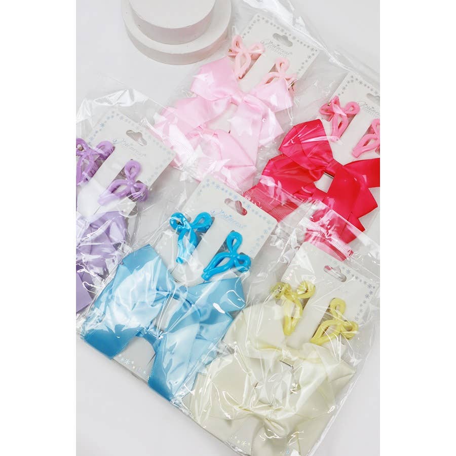 Matching Mini Bow Hair Claw and Long Tail Bow Clip Set