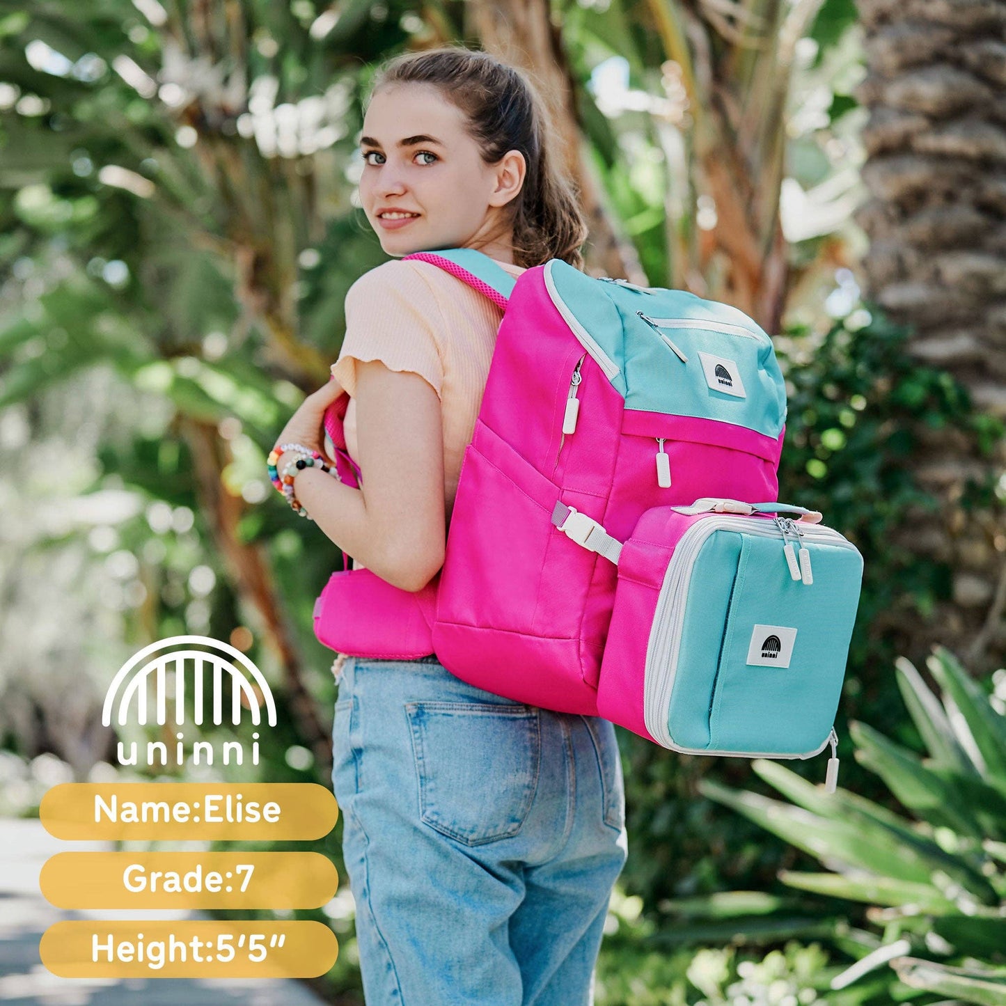 Pink Color Block Backpack 3pc Set