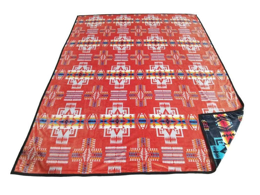 2 Ply Full-Size Fleece Aztec Orange  Blanket