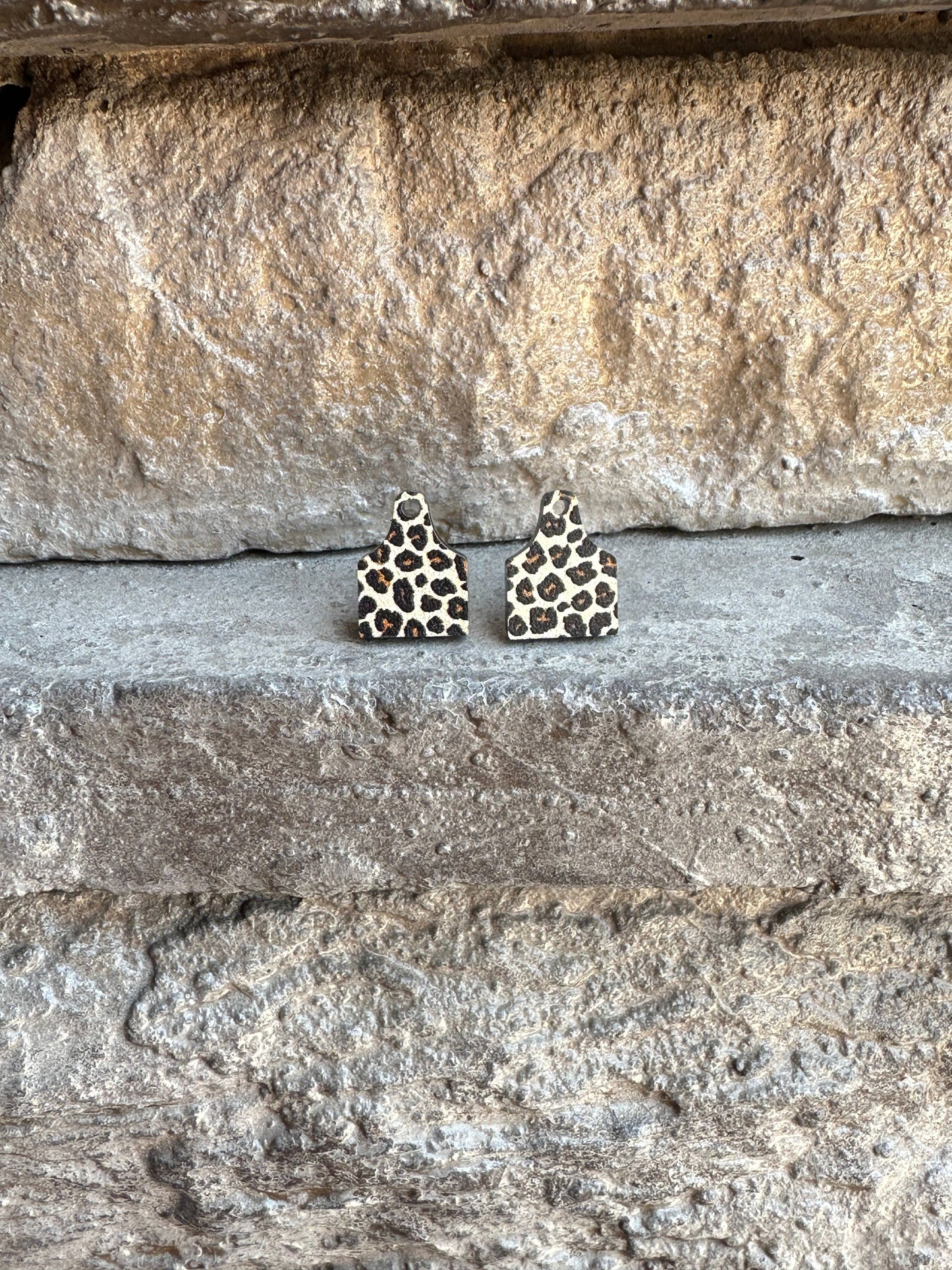 Cow Tag Leopard Print Acrylic Stud Earrings