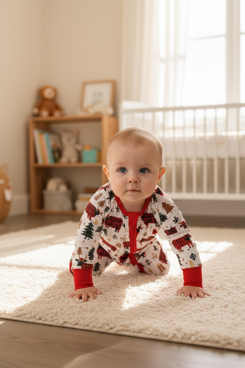 Plaid bull printed baby onesie