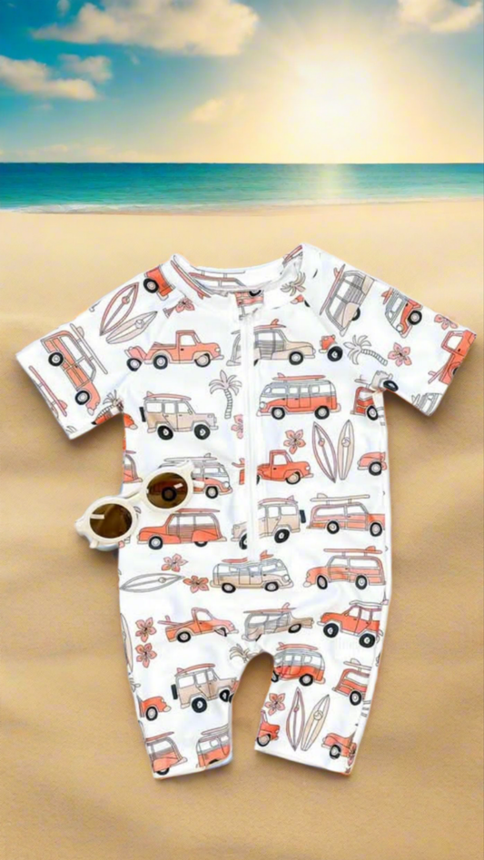 Retro Dude Boy ZipUp Swimsuit
