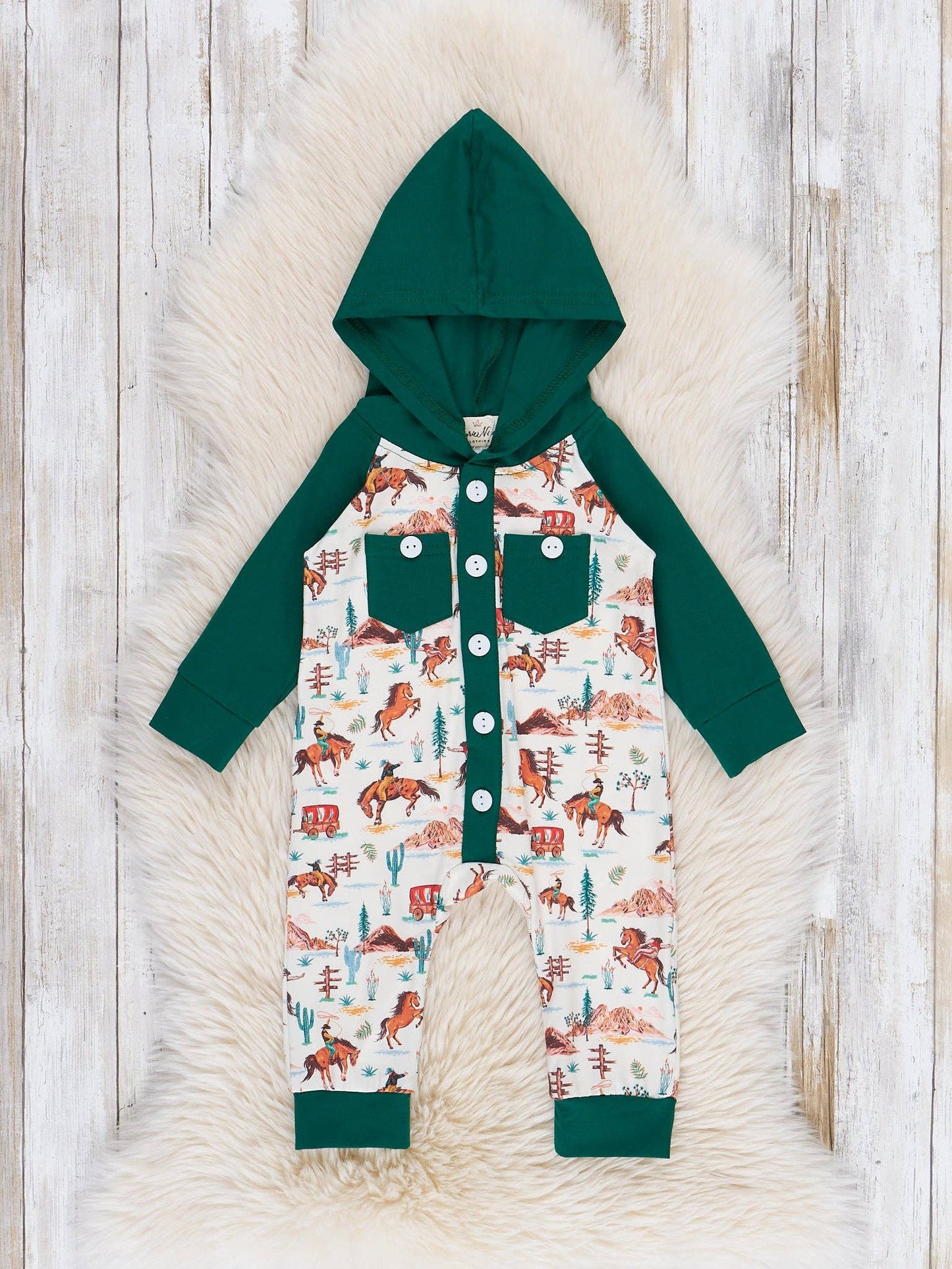 Vintage Wild West Hooded Romper