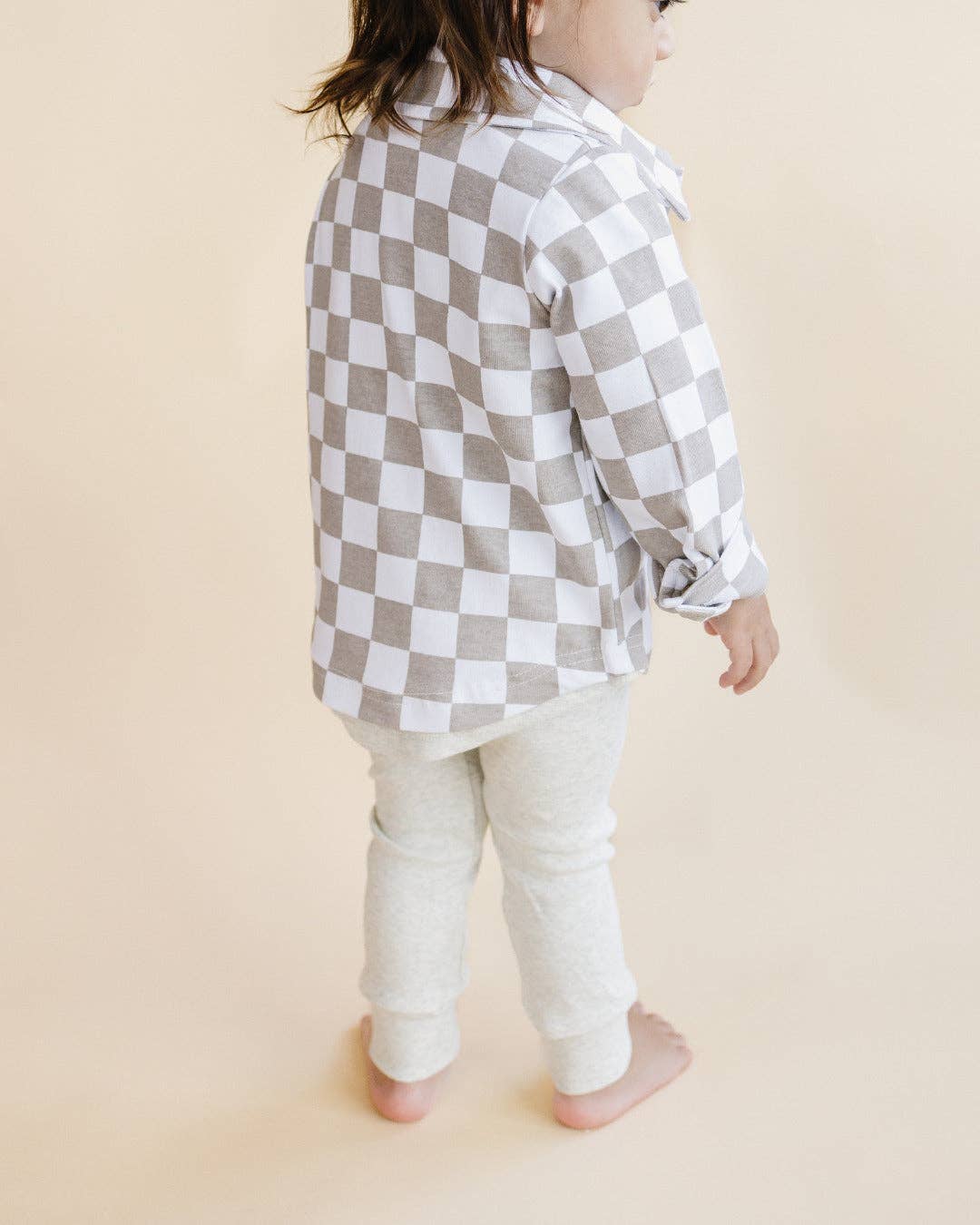 Smiley Checkered Latte Shacket