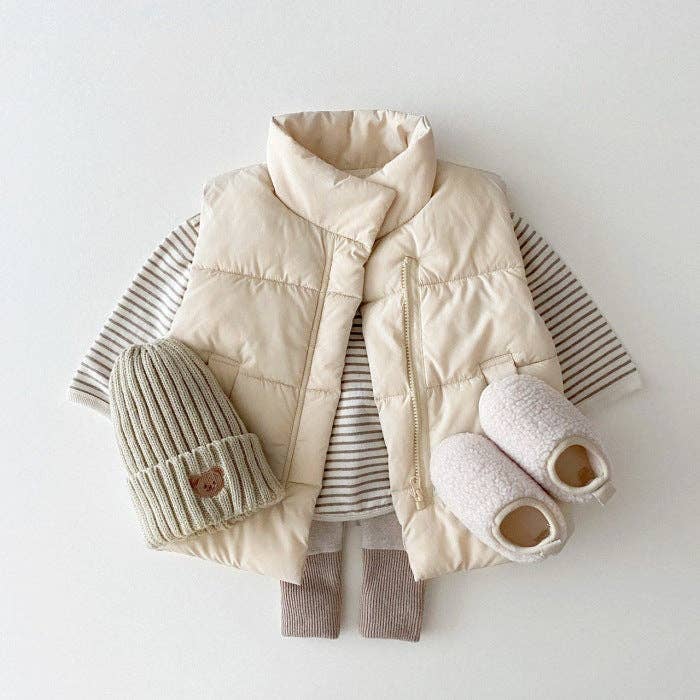 Unisex  Solid Color Quilted Thickened Vest Coat