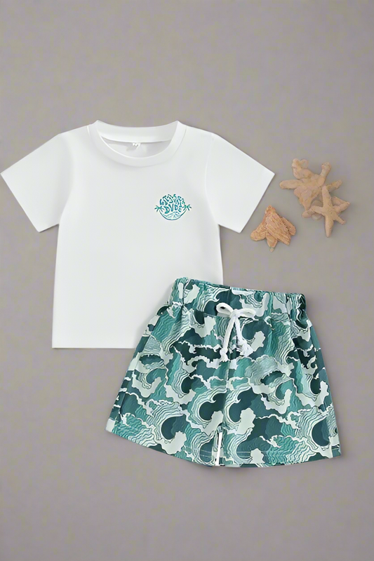 Little surfer Dude short set