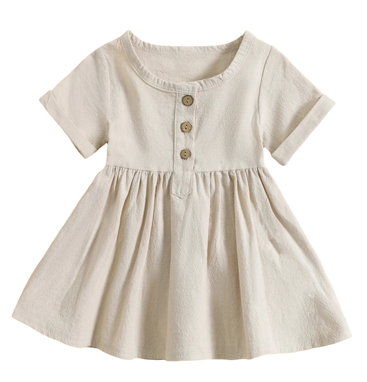 Beige cotton button up dress