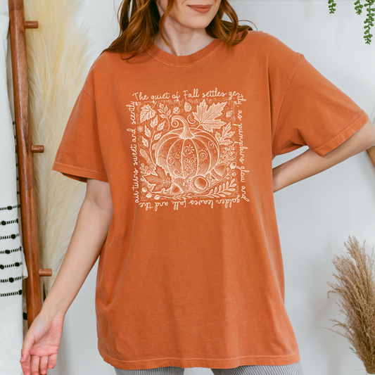 The Quiet of Fall Vintage Pumpkin T Shirt