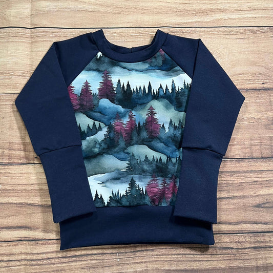 Burgundy Turquoise Forest Grow With Me Sweater