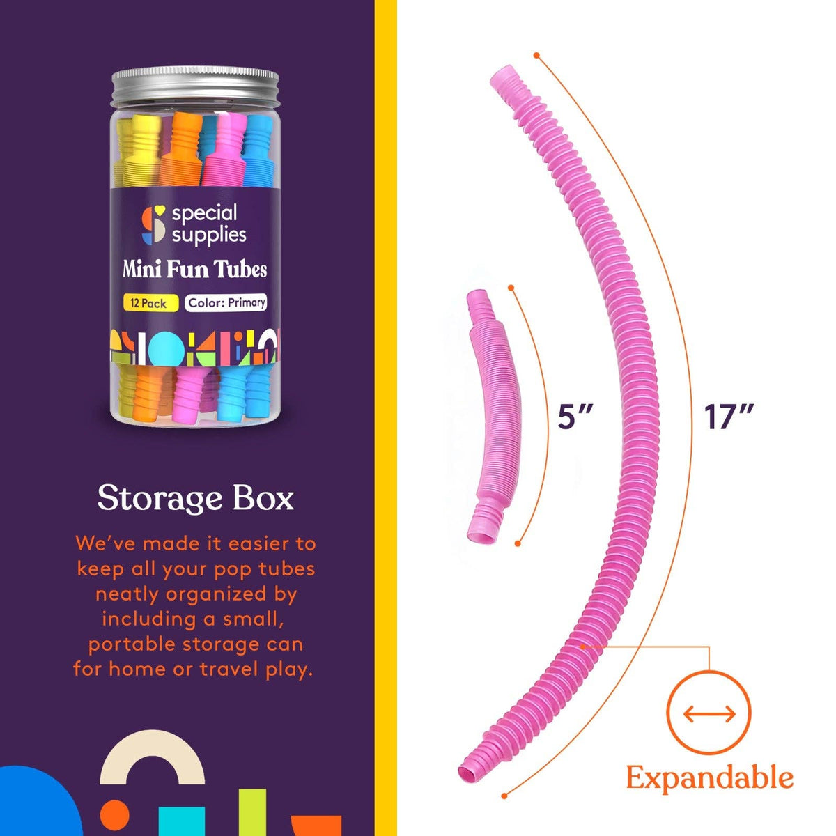 Mini Sensory Pop Tubes – 12 Pack (Primary Colors)