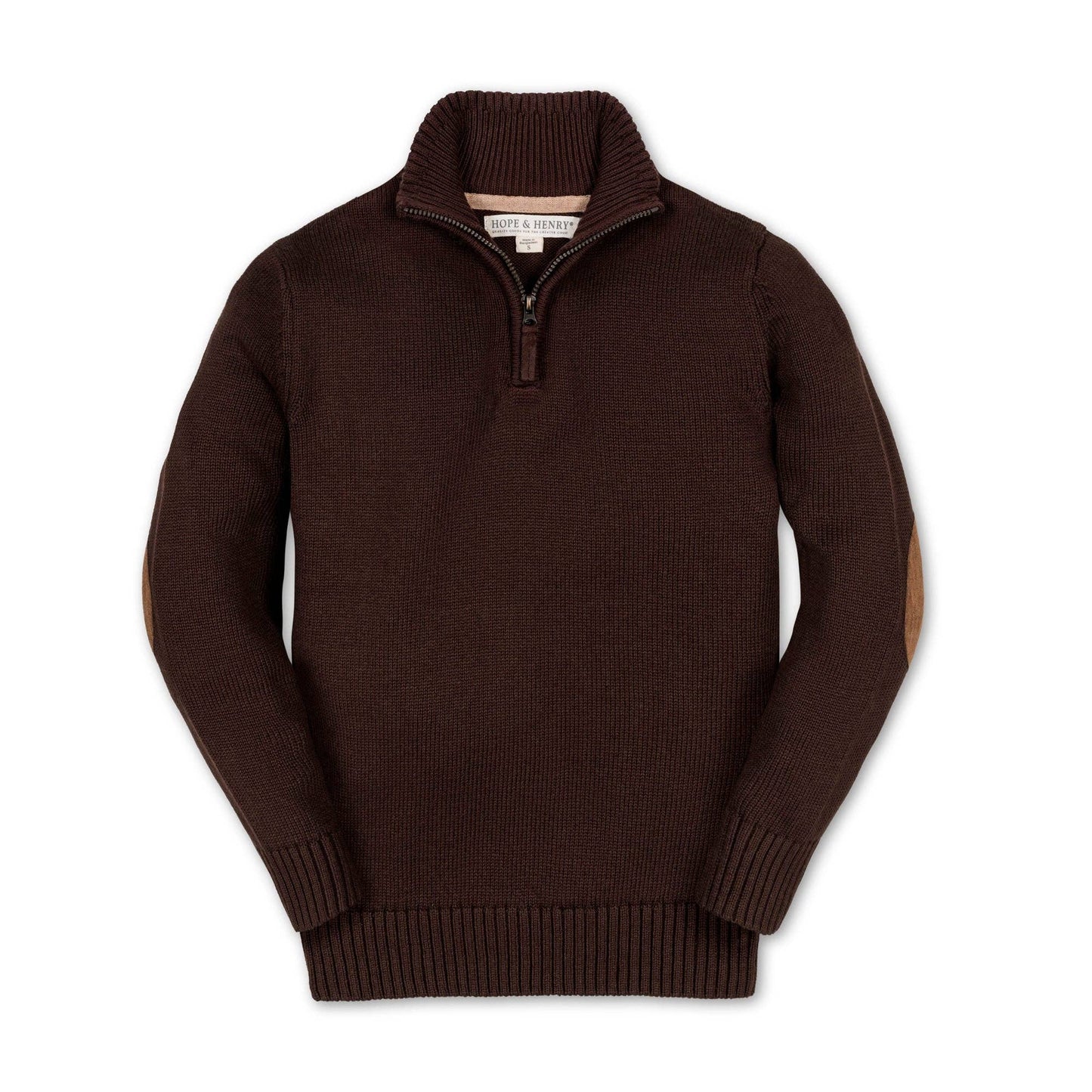 Organic Half Zip Sweater with Elbow Patches