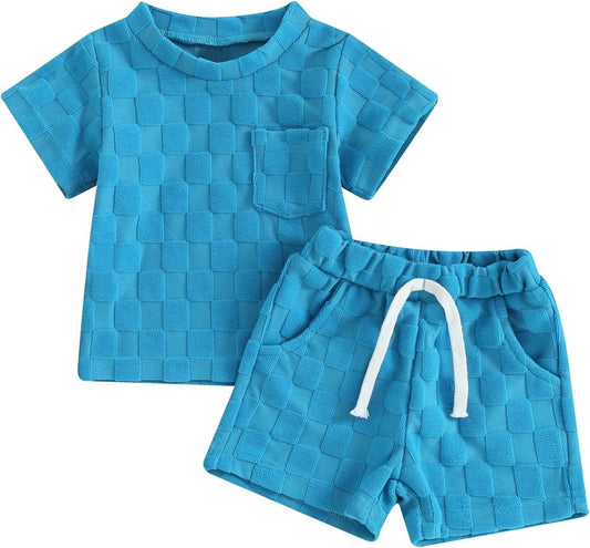 Check Me Out! Blue Terry Short Set
