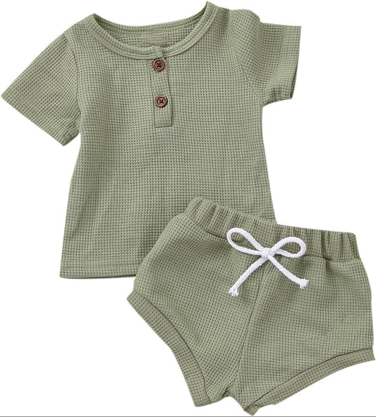 Infant Waffle 2pc Green set