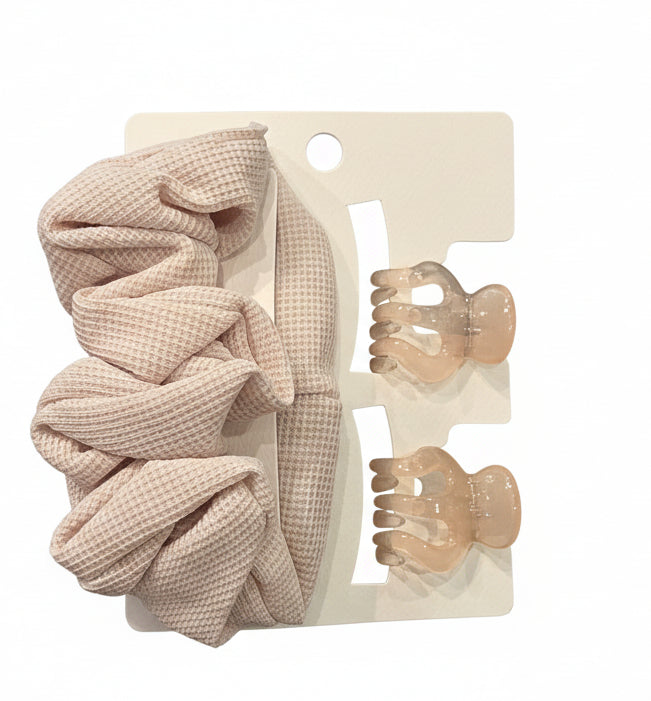 Hair Scrunchies with Mini Jaw Clips